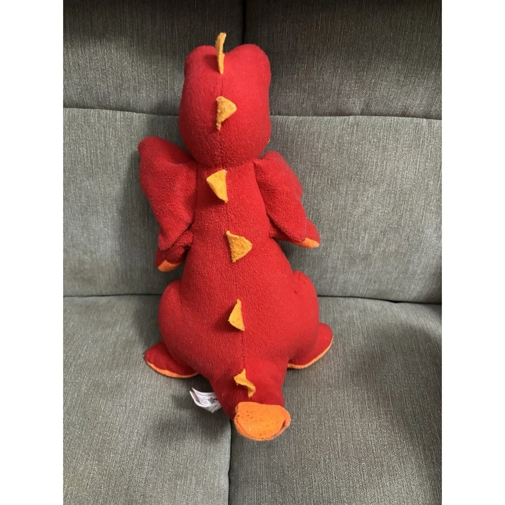 Red And Orange plush winged dragon Toy Factory details large green eyes